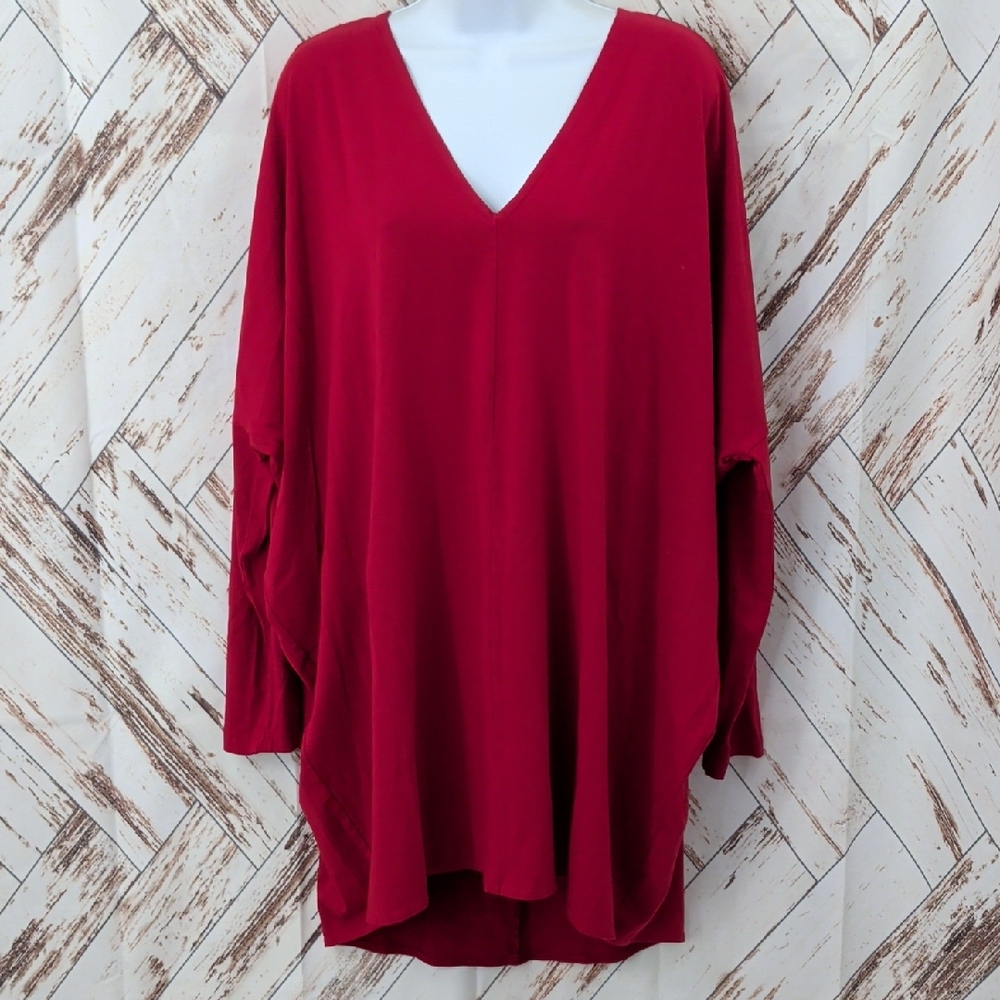 Bryn Walker Long Sleeve V-Neck Red‎ Tunic